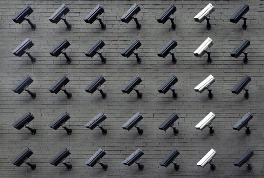 Bullet cameras on a brick wall